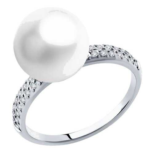 Кольцо женское SOKOLOV из белого золота с жемчугом и фианитами Swarovski 791168 р.18.5 в Swatch