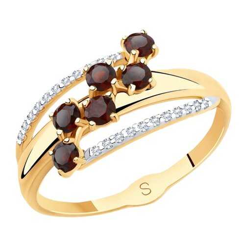 Кольцо женское SOKOLOV из золота с гранатами и фианитами 715541 р.18.5 в Swatch