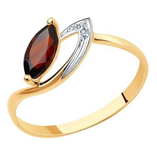 Кольцо женское SOKOLOV из золота с гранатом и фианитами 715958 р.18.5 в Swatch